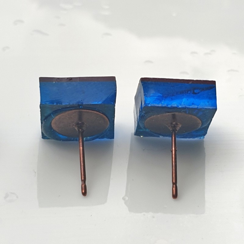 Piccole Gioie - Laguna Sunset - Pair of stud earrings in burnished gold on glass
