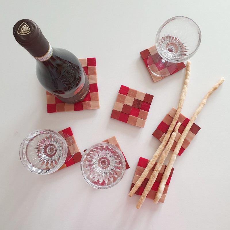 Set Creativo Per 3 Sottobicchieri A Mosaico Fai Da Te WEBEEDY, Con Base In Bambù E Tessere Colorate